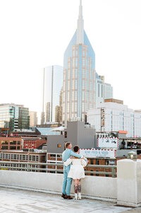Couple from Scotland eloping on the Nashville Pedestrian Bridge with Nashville all inclusive Elopement Company