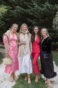 Guests pose together for photo during Nantucket welcome party. Deborah Zoe Photography.
