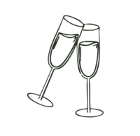 Hand drawn, Dark Green Glasses Clinking Sticker