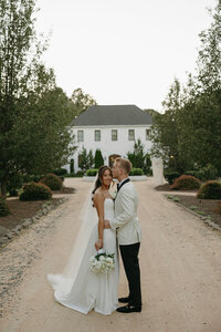 bride and groom posed at The Bradford wedding venue