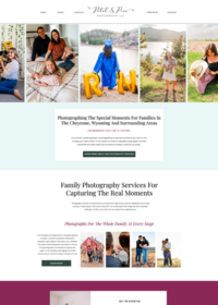a fullsize screenshot of the homepage of the Petal and Pine Photography website created by Sophisticated Grace Studio for a Cheyenne, Wyoming based family photographer