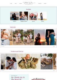 a fullsize screenshot of the portfolio page of the Petal and Pine Photography website created by Sophisticated Grace Studio for a Cheyenne, Wyoming based family photographer