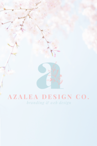 Azalea Design Co. branding against blossom image