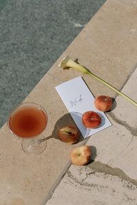 Chic and editorial wedding details by the pool at a luxury Mallorca estate, capturing the Mediterranean summer vibe.