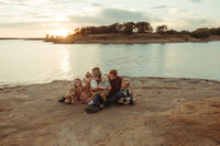 sunset family photos at the lake