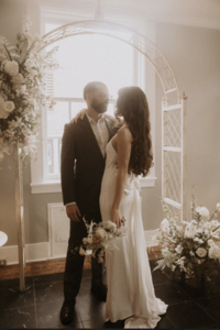 Bride and groom eloping. Amy Mitchell photography, Maison Charlottesville, and Flowergirl Cville.