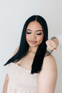 Full, voluminous blowout with bounce and definition from SoCo’s Houston look, perfect for thick or long hair