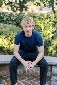 Palo Alto High School senior boy in a classic pose during his at-home senior portrait session