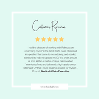 5-star client review for The Job Girl from high-achieving professionals in pharma, biotech, life sciences, and executive leadership roles.