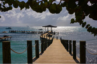 Pier walkway to the ocean at Impressions Isla Mujeres in Mexico, this is where the catamaran arrives to bring hotel guests