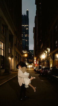 Intimate, art-driven couple in Downtown Pittsburgh
