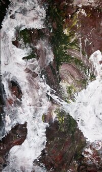Entropia II., 100x175 cm, mixed media feszített vásznon (lepedő)