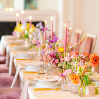 maximalist wedding tablescape at hollins house in santa cruz.