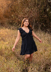 Sandy High School senior dancing in a field at Troutdale's Mcmenamins Edgefield.