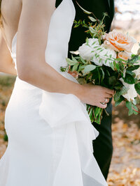 Bridal bouquet at Waters Edge photographed by Amanda Adams, Charlottesville photographer