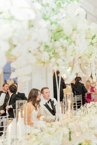 bride and groom at wedding reception