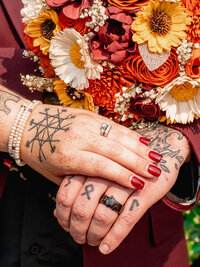 Wedding rings photo details for a Halloween wedding in San Francisco