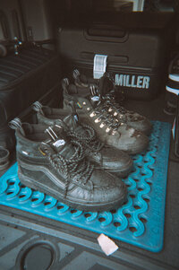 hiking boots after adventure elopement