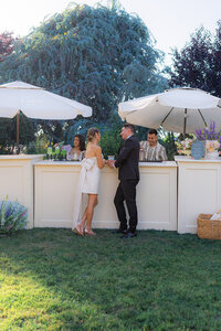 bride and groom sunset cocktail hour at rainbow oaks ranch in sanger california.