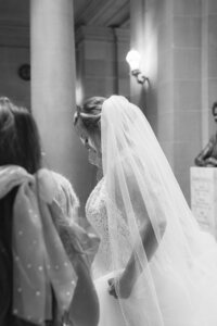 san francisco city hall bride with family before walking down aisle