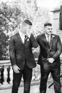 Groom crying at ceremony, by Wedding photographer in Detroit, MI, Courtney Rudicel