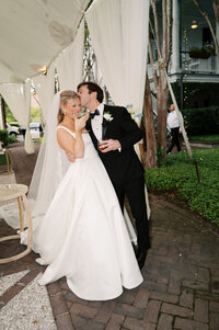 A bride and groom at thomas bennett house in Charleston, SC