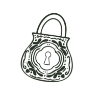 Hand drawn, Dark Green Lock Sticker