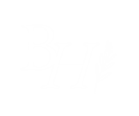 Bethany Handley logo featuring the initials "BH" in serif font with a small botanical illustration on a dark blue background