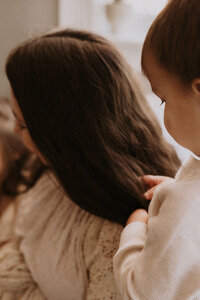 Mom and children at Maison Charlottesville during maternity photoshoot