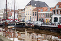 Zwolle riverside boat view in February