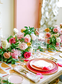 detail image of flowers and table setting