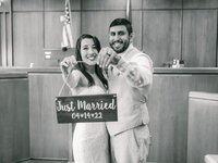 Creative and unique couple portrait for a micro wedding at SF City Hall
