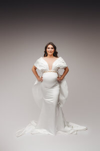 Charleston Maternity Photographer - Pregnant woman poses for Fine Art, Editorial Maternity Portraits at Holy City Babies Portrait Studio in Charleston, SC.