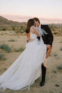 Couple kissing in the desert