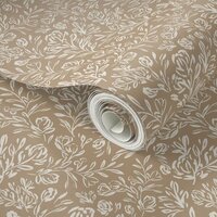 Solid White Florals on Gold Background - Timeless Micro Floral Pattern Wallpaper bykirstenbullardco