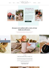 a fullsize screenshot of the services page of the Petal and Pine Photography website created by Sophisticated Grace Studio for a Cheyenne, Wyoming based family photographer