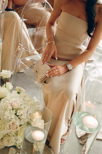 Sophisticated film photography capturing ceremony moments during Rebecca & Kevin's fashion forward wedding at Miami Beach Edition luxury destination hotel.