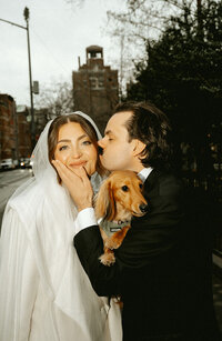 Editorial New York City elopement photography with modern bride and groom