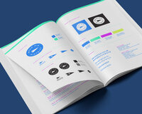 Neue Pie District classroom brand assets in blue, green, and purple