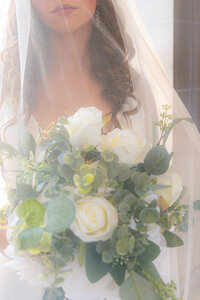 san francisco city hall bride under veil with flowers
