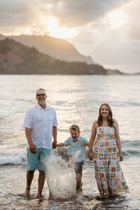 Sunset Splash Session Hanalei Bay Kauai Family Photographer-22