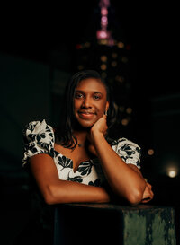 Senior portrait in downtown Mobile, Alabama — posing