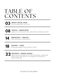 Royal Ghee Cookbook Table of Contents