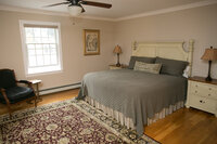 King bed guest room at Crossed Keys Inn, private full bath. Wedding weekend guest lodging