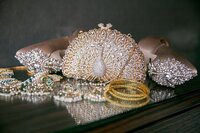 rhinestone peacock purse and wedding jewelry