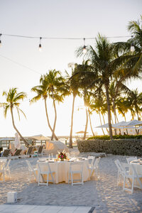 A wedding reception on the beach.