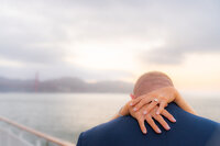 san francisco wedding sunset dinner cruise bride and groom on deck