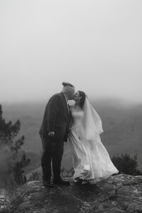 Rainy and windy elopement on Port Hills in Christchurch