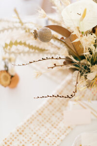 a table top decorated in neutral colors