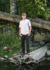 Sam Barlow high school senior portraits at the river at Milo Mciver Park in Estacada